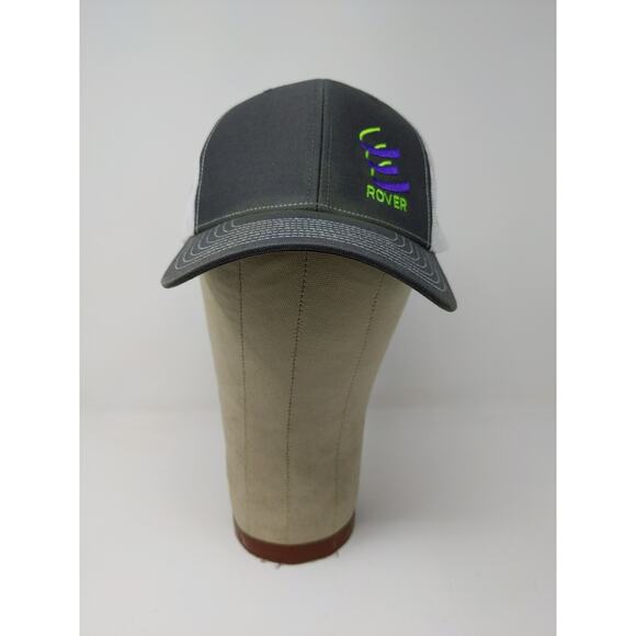 Richardson Mesh Back Snapback Hat Embroidered Rover Logo Gray White Dual 42" - Picture 2 of 11